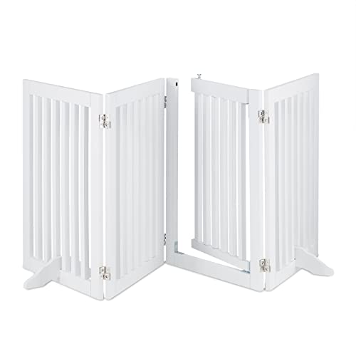 Relaxdays Cancelletto Per Bambini Con Porta, Hxl: 70 X 207 Cm, Barriera Protettiva Per Scale, Per Cani E Neonati, Bianco, 100% Fibra