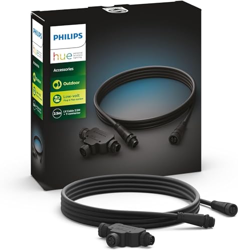 Philips Hue Cavo Di Estensione Sistema D’Illuminazione Intelligente Per Esterni, 2,5Metri + T-Part, Grado Di Protezione Ip67