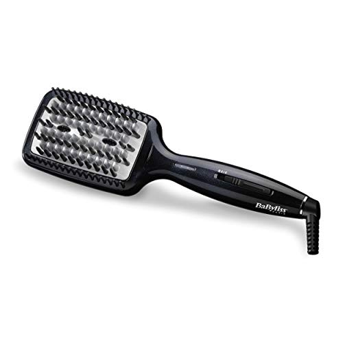 Babyliss Hsb101E Smoothing Brush, Spazzola Termica Lisciante, Elementi In Ceramica E Setole Morbide In Silicone, Funzione Ionica Anti-Crespo, 3 Temper