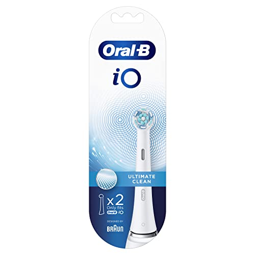 Oral-B Io Ultimate Clean Testine Spazzolino Elettrico, Confezione Da 2 Testine Di Ricambio Bianche, Rimuove Il 100% Della Placca, Progettate Esclusiva