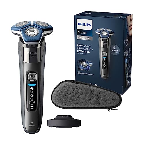 Philips Shaver Series 7000 - Rasoio Elettrico Da Uomo, Umido E Asciutto, Con Tecnologia Skiniq, Rifinitore A Scomparsa, Base Di Ricarica, Custodia Da