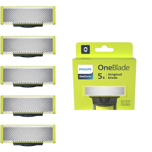 Philips Oneblade Lame Di Ricambio Originali Per Oneblade, In Acciaio Inossidabile Resistente, Per Radere, Regolare E Rifinire, Confezione Da 5 Lame, M