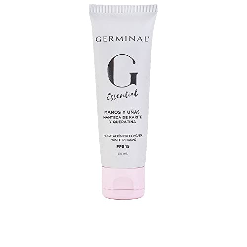 Germinal Essential - Crema Manos Y Uñas Con Vitamina E, Manteca De Karité Y Queratina, Hidratación Intensiva Con Textura No Grasa - 50 Ml