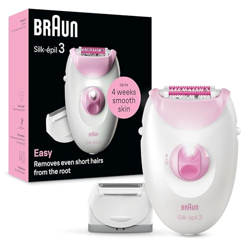 Braun Silk-Épil 3 Depilatore Donna, Epilatore Elettrico Donna Con Cavo Per Epilazione, Pelle Liscia Per Settimane, Con Testina Per Rasoio Donna E Capp