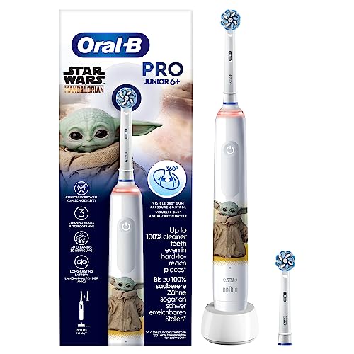 Oral-B Spazzolino Elettrico Ricaricabile Junior Star Wars +6 Anni, Sensore Di Pressione, Insegna Un Corretto Spazzolamento, Utilizzabile Con Disney Ma