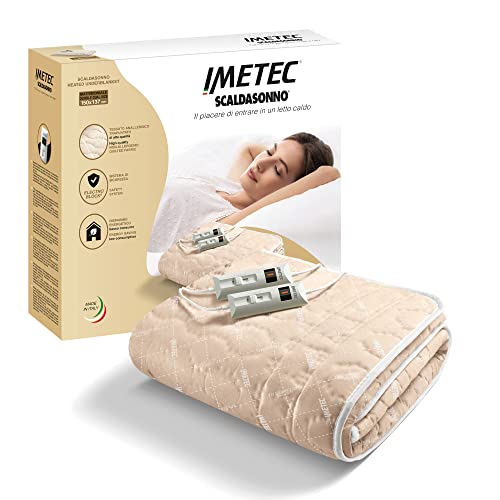 Imetec Scaldasonno Matrimoniale Alla Francese, 150 X 137 Cm, 2 Comandi Con 2 Temperature, Tessuto Trapuntato, Lavabile A Mano E In Lavatrice A 30°C, M