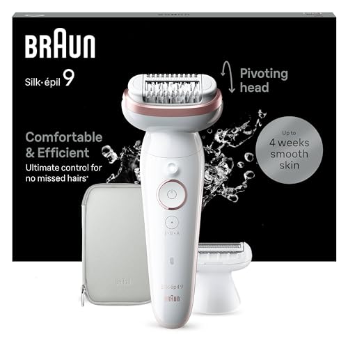 Braun Silk-Épil 9 Depilatore Donna, Epilatore Elettrico Con Testina Flessibile Per Una Epilazione Semplice, Wet & Dry, Pelle Liscia A Lungo, 9-030, Bi