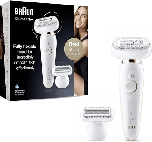 Braun Silk-Épil 9 Flex Depilatore Donna, Epilatore Elettrico Donna Con Testina Flessibile, Rasoio Donna Per Epilazione Semplice, Epilatore Wet & Dry C