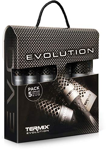 Termix Evolution Plus - Pack Di 5 Pennelli Termici Per Capelli Tondi Con Fibra Ionizzata Ad Alte Prestazioni, Appositamente Progettati Per Capelli Spe