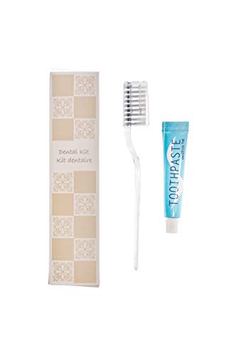 Leone 100 Pz Kit Spazzolino E Dentifricio Da Viaggio Incartato Singolarmente, Kit Cortesia Hotel B&B Scatolato