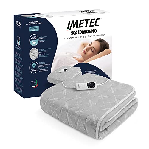 Imetec Scaldasonno Adapto Singolo 150 X 80 Cm, Riscaldamento Rapido, Temperatura Costante E Personalizzata, Tessuto Trapuntato Anallergico, Made In It