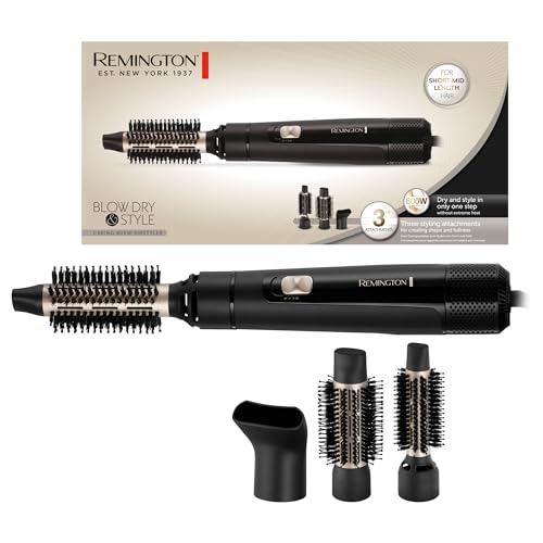Remington Spazzola Ad Aria Calda - 3 Accessori: Spazzola Rotonda Da 25 Mm E 38 Mm,Bocchetta Styling - Blow Dry&Style: Asciuga E Modella,Ideale Per Cap