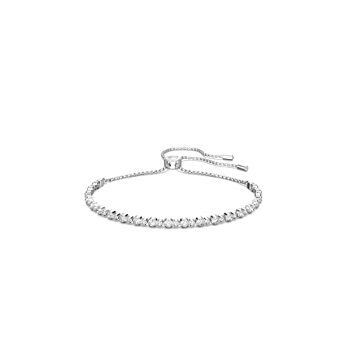 Swarovski Subtle Trilogy Bracciale Morbido, Placcato In Tonalità Rodio Lucido Con Delicati Cristalliswarovski A Taglio Arrotondato, Taglia M, Bianco