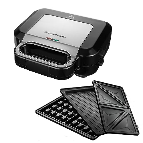 Russell Hobbs Piastra Elettrica Multifunzione 3 In 1 [Sandwich, Piastra Per Waffle, Griglia A Contatto] Creations (Lavabile In Lavastoviglie, Piastre 