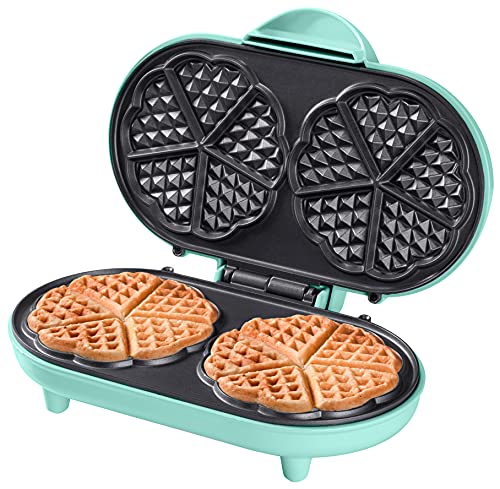 Bestron Waffle Maker, Piastra Per Waffle Doppio A Forma Di Cuore, Macchina Per Waffle Con Antiaderente & Indicatoro Luminso, Collezione Sweet Dreams,