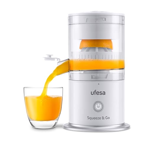 Ufesa Squeeze & Go White, Spremi Agrumi Elettronico, Estrattore Frutta E Verdura, Usb Ricaricabile, Batteria Ricaricabile 1500Mah, Capacità 220 Ml, Bp