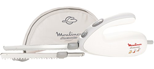 Moulinex Djac41 Coltello Elettrico Secanto, Coltello Affetta Carne, Pane E Pesce Congelato, Potenza 100W, Colore Bianco