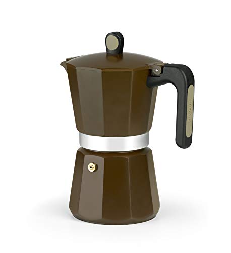 Monix New Cream – Caffettiera Italiana In Alluminio, Capacità 9 Tazze, Adatta Per Tutti I Tipi Di Piani Cottura, Inclusa Induzione