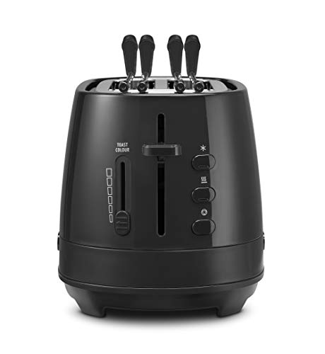 De'Longhi Ctlap2203.Bk Tostapane Con Pinze, Controllo Progressivo Del Grado Di Tostatura, Indicatori Luminosi, Cassetto Raccoglibriciole, Piedini Anti