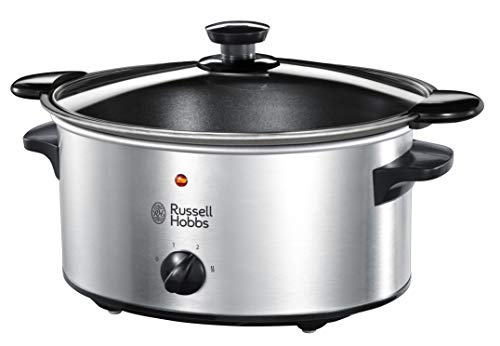 Russell Hobbs Slow Cooker - Pentola Elettrica Per Cottura Lenta, Acciaio Inox Antiaderente, 3.5 L, 160 W, 3 Cotture, Mantenimento In Caldo, Lavastovig