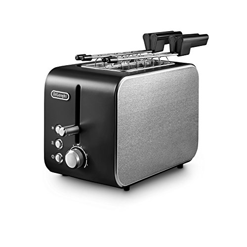 De'Longhi Ctx2203.Bk Tostapane Con Pinze, Controllo Progressivo Del Grado Di Tostatura, 3 Funzioni, Cassetto Raccoglibriciole, Piedini Antiscivolo, Po