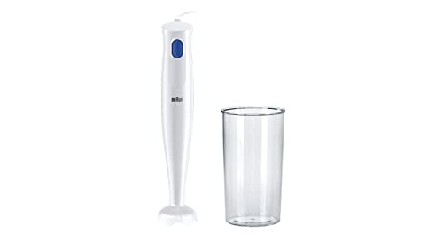 Braun Frullatore A Immersione Mq10.001Pwh + Bicchiere Graduato 600Ml, 5 Anni Di Assistenza, Leggero, Sistema Easytwist Per Cambiare Facilmente Accesso