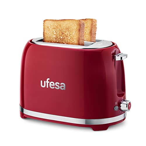 Ufesa Classic Pinup, Tostapane Design Vintage, 850 W, 2 Fette, Bocca Ampia Adatta A Qualsiasi Tipo Di Pane, 7 Livelli Di Tostatura, Tripla Funzione, R