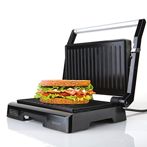 Black+Decker Bxgr1000E Grill Elettrico, 1000 W, Plastica, Nero, 8 X 27 X 24 Cm