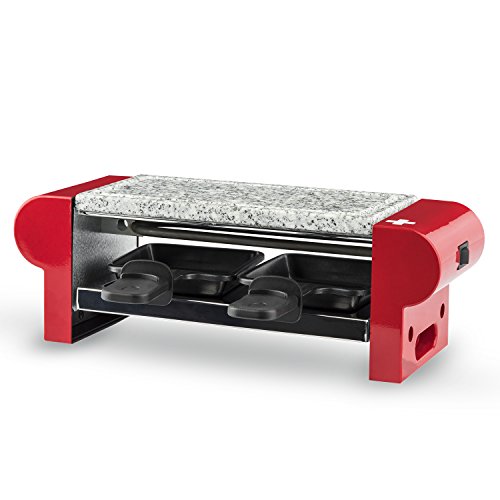 H.Koenig 2 Personas Rp2 Macchina Per Raclette, 400 W, Acciaio Inossidabile, Pietra, Colore: Rosso
