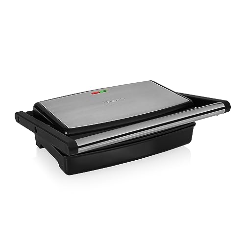 Tristar Contact Grill Gr-2859 - Superficie Di Cottura 27,5 X 18 Cm - 1500 W - Apertura Fino A 180°, Argento/Nero
