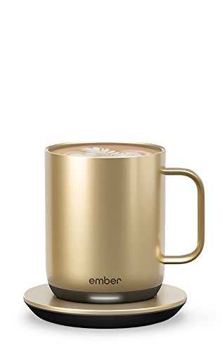 New Ember Temperature Control Smart Mug 2, 295 Ml, Gold, 1.5 Hr. Battery Life - App Controlled Heated Coffee Mug - Improved Design