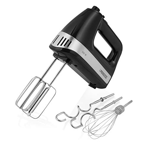 Princess Frusta Elettrica Power 500 W, Acciaio Inox, 5 Velocità, Nero-Argento