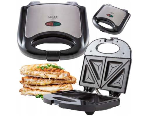 Sandwichera Adler Ad 3015, 750 W Negro, Plata
