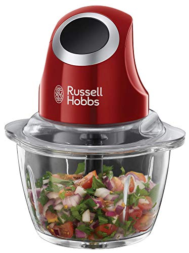 Russell Hobbs Tritatutto, Vasca In Vetro 500 Ml, Pulsante Aizonabile Con Una Sola Mano, Tritacarne, Frullatore Elettrico, Pesti, Verdure E Frutta, Lam
