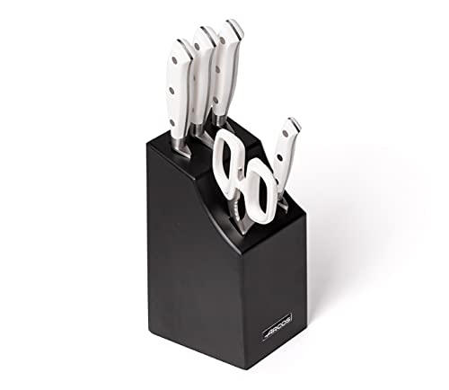 Arcos Serie Riviera Blanc, Pacco Regalo Set Di Coltelli 5 Pezzi (4 Coltelli + 1 Forbici), Acciaio Inossidabile Forgiato Nitrum, Manico Polioxymetilene