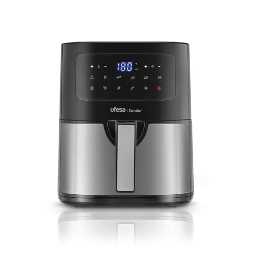 Ufesa Condor Friggitrice Aria Senza Olio, Air Fryer Da 4,5L, Acciaio Inox, 10 Programmi, 1600 W, Digitale, Timer, Temperatura 80ºc - 200ºc, Senza Bpa 