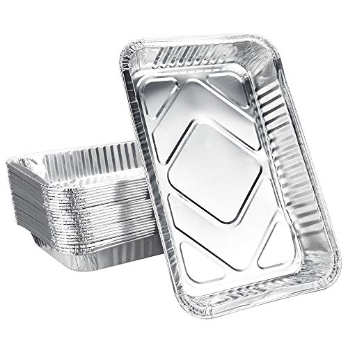 Kbnian 25 Teglie Alluminio Usa E Getta, 31,6X21,2X4,2 Cm, Vaschette Alluminio, Vaschette Monouso, Contenitori Di Cibo Da Congelare