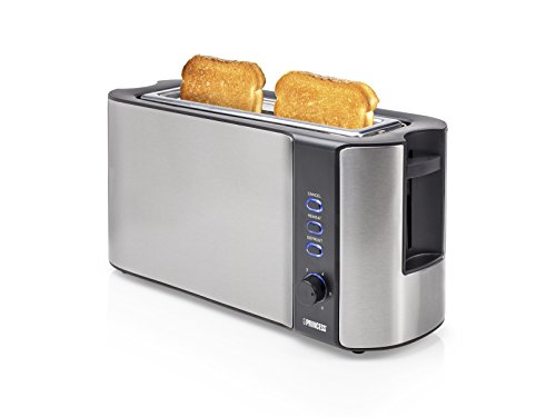 Princess 01.142353.01.001 Tostadora, 1000 W, Acciaio Inossidabile, 2 Scomparti, Black,Stainless Steel