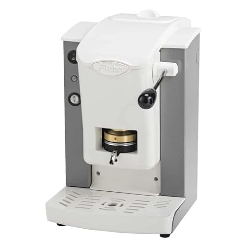 Faber Coffee Machines | Modello Slot Plast | Macchina Caffe A Cialde Ese 44Mm | Pressacialda In Ottone Regolabile (Grigio | Bianco)