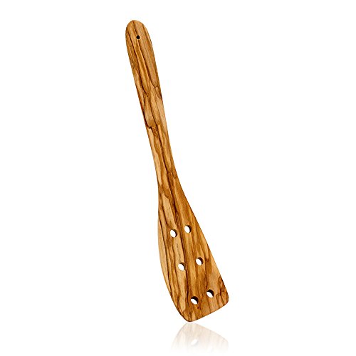 Metaltex 580610 Espatula C/Agujeros Madera De Olivo, Legno, Argento