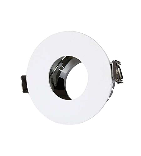 Portafaretto Led Da Incasso Gu10 Rotondo Colore Bianco Con Interno Cromato