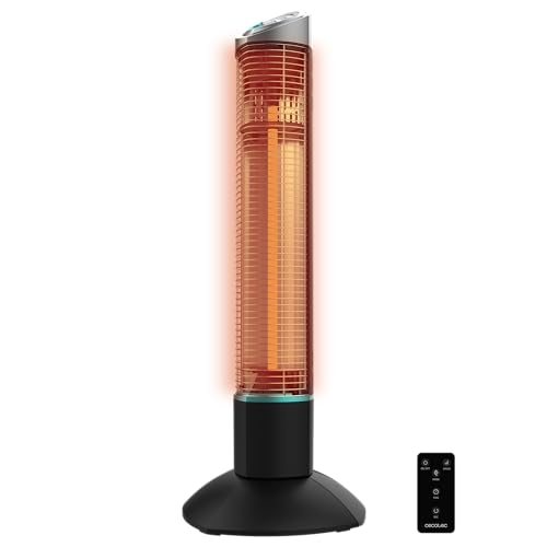 Cecotec Riscaldatore Elettrico Da Esterno Della Torre Readywarm 1000 Power Tower. 1000 W In 2 Livelli, Tecnologia Alogena, Oscillazione, Protezione Ip