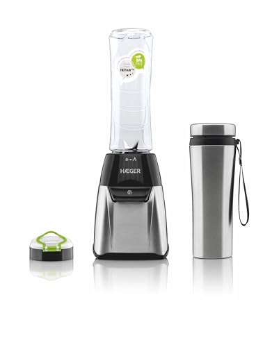 Haeger Tritan, Frullatore Sportivo In Acciaio Inox, 350 W, Bicchiere Da 600 Ml