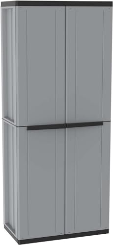 Terry, Jline 368 , Armadio Portascope In Resina A 2 Ante, Scaffalino A 4 Ripiani, Da Interno Esterno. Materiale: Plastica, Dimensioni: 68X37,5X163,5 C
