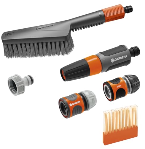 Gardena Dotazione Di Base Cleansystem S Soft: Spazzola, Bastoncini Shampoo E Raccorderia, Per La Pulizia A Umido Di Superfici Piccole E Delicate (1886