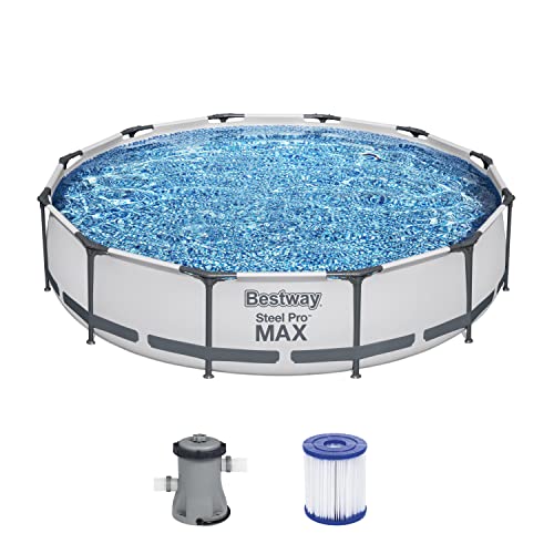 Bestway® Steel Pro Max™ - Set Piscina Fuori Terra Con Pompa Filtrante, Diametro 366 X 76 Cm, Rotonda, Colore Grigio