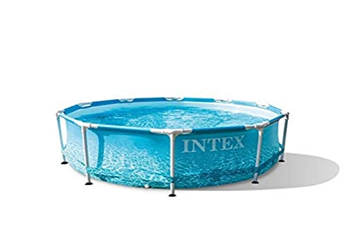 Intex 28206Np – Piscina Fuori Terra Metal Frame Beachside Rotonda, 4485 L, Acciaio E Pvc, Multicolore, 305X76 Cm