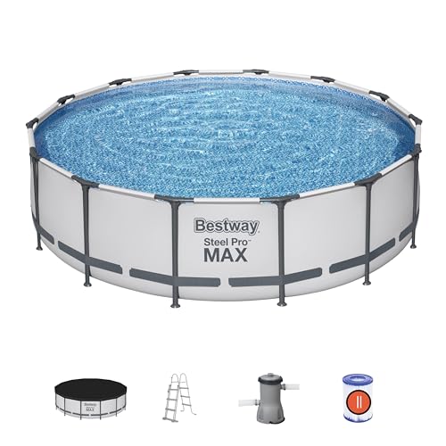 Bestway 56950-3 Set Piscina Fuori Terra Steel Pro Max Rotonda Da 427X107 Cm
