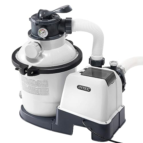 Intex 26644 – Pompa Filtro A Sabbia Krystal Clear, Flusso D'Acqua 5700 L/H, Flusso Di Sistema 4000 L/H, Plastica, Bianco