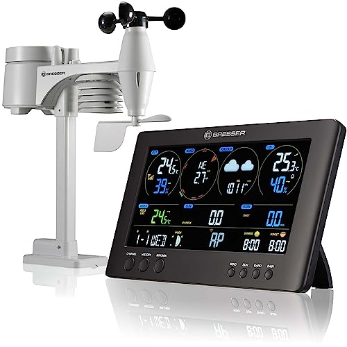 Stazione Meteo Bresser Wireless Con Sensore Da Esterno, Stazione Meteo Clearview Con Wlan, Per Rilevazione Velocità Del Vento, Umidità, Temperatura, P